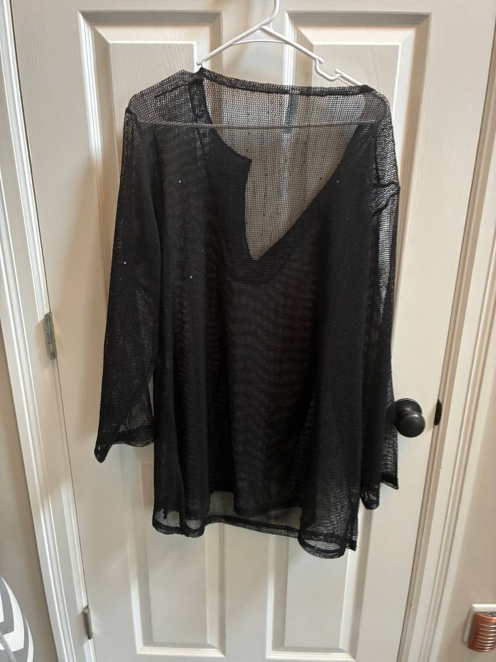 Pacific Cove Black Sheer V-Neck Mesh Swim Cover-Up sz XL - Picture 6 of 6